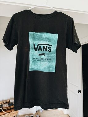 Vans Black T-Shirt with Teal Graphic Block